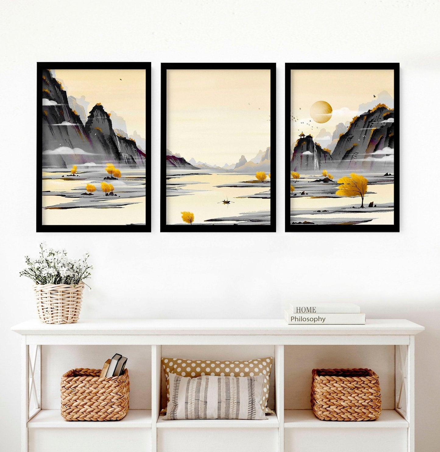 Japanese Landscape Painting art | set of 3 wall art prints